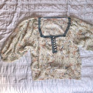 Forever 21 Boho Semi Sheer Blouse Size M
